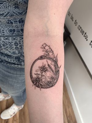 Ouroboros with Edelweiss, Lily of the Valley and Aster