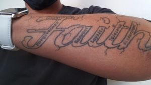 One of the three bubble font tattoos 