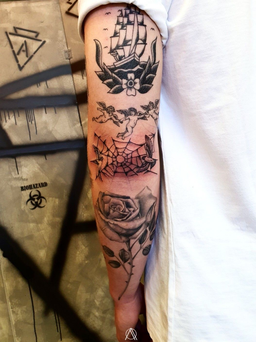 does anyone know what style of tattoos these are i dont like the idea of  a sleeve but would love lots of different tattoos all over my arms   rTattooDesigns
