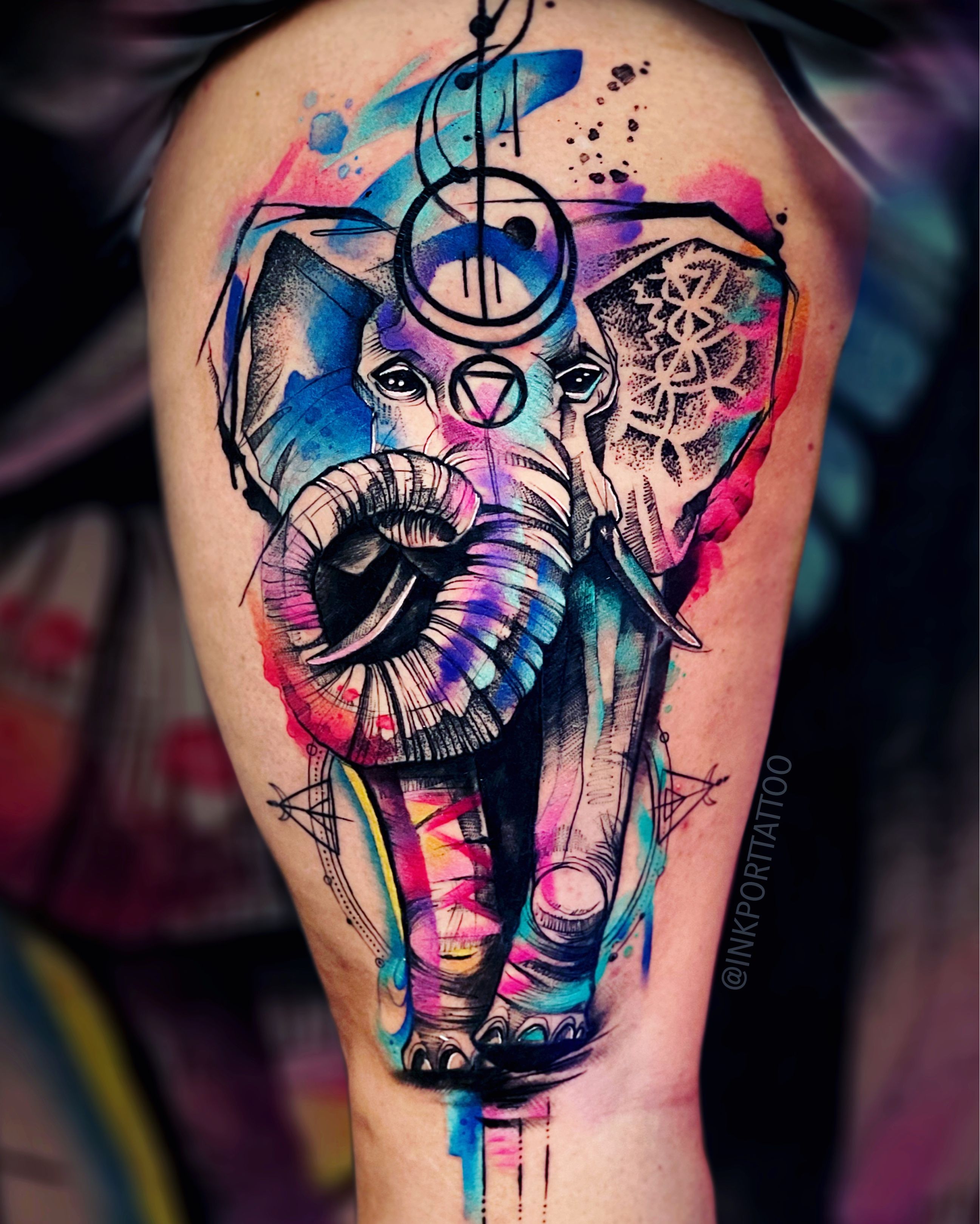 Mantra Tattoo on Instagram Neotrad elephant by doublehtattoos  mtsshubter mantratattoo elephant neotraditional sunflowertattoo  coloradotattoo coloradoart