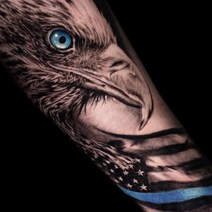 Thin blue line. Eagle tattoo done in 5 hours! 