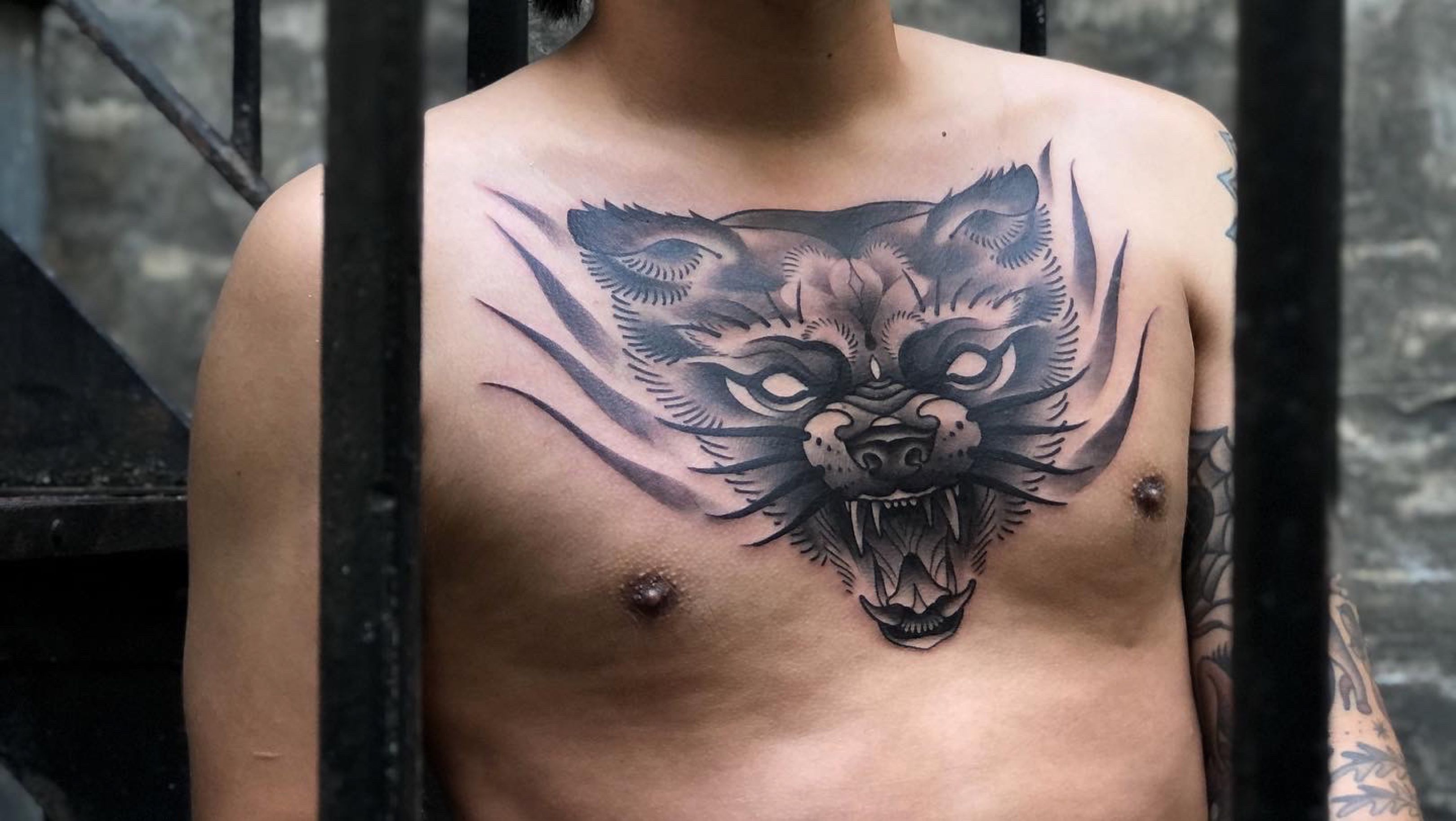 wolf chest in Neo Traditional Tattoos  Search in 13M Tattoos Now   Tattoodo