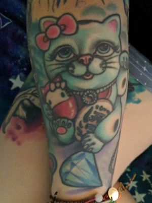 Good luck Hello Kitty with Dharuma doll and diamond by London Reese