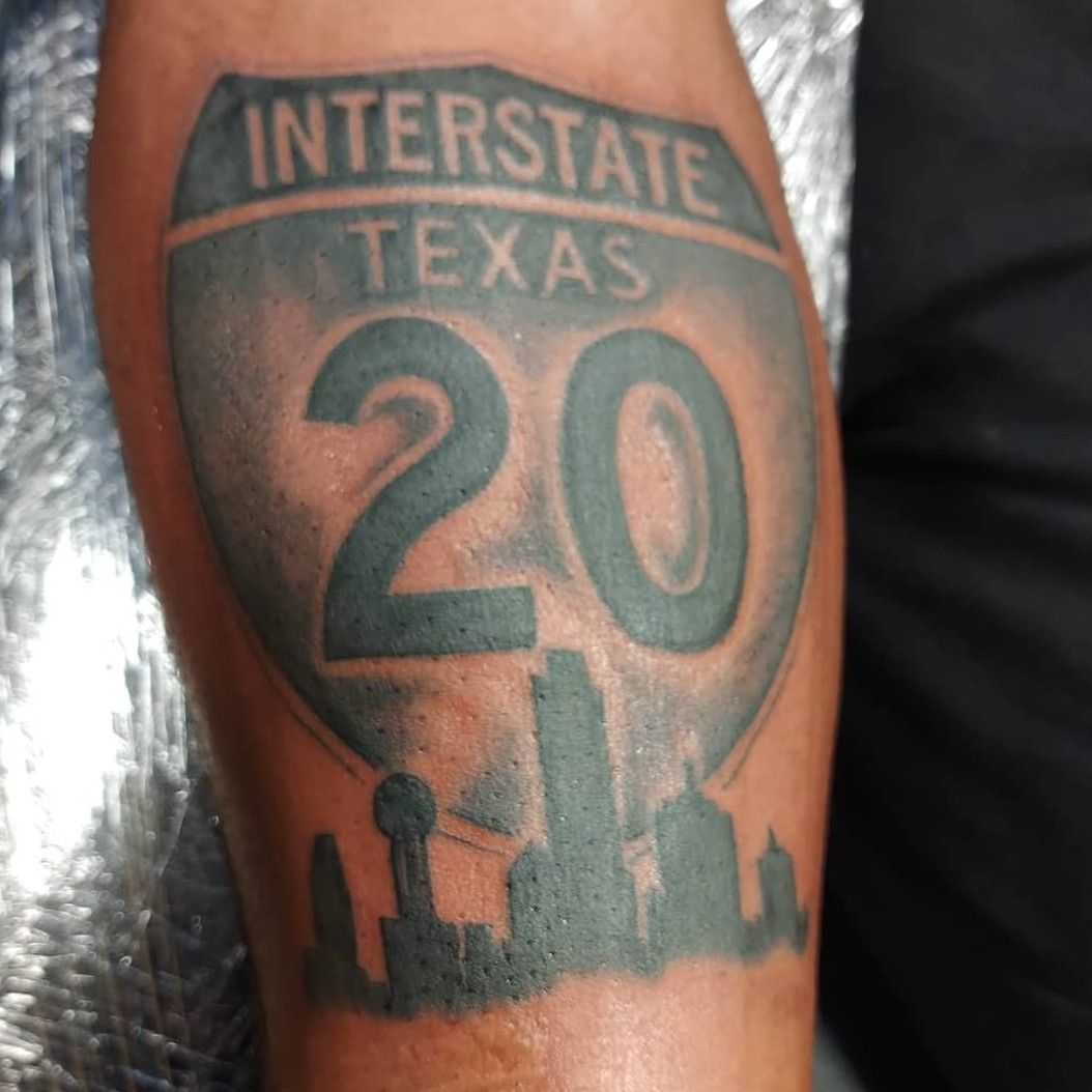 Tattoo uploaded by Tattoorob06  Texas interstate sign by me  Tattoodo