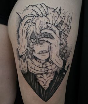 Shigaraki Tomura from My Hero Academia. I’m admittedly not an anime watcher, but I do enjoy tattooing imagery from them and talking general geek culture with my clients. 