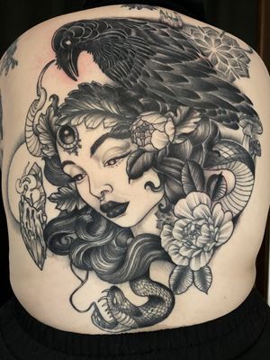 Impossible to capture this entire back piece in one photo, but this was fun to work on over a few sessions.