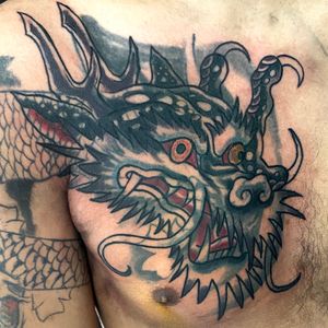 Dragon blast over started 2020.Done at Urban Ink, Leeds, UK.#traditionaltattoo #blastover #dragontattoo #japanese #dragon #coverup