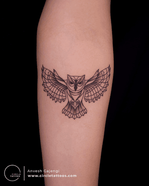 Owl Tattoo by Anvesh Gajengi at Circle Tattoo.