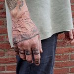 Seascape on the hand #brushtattoo #paintedtattoo #handtattoo #clouds #expressive