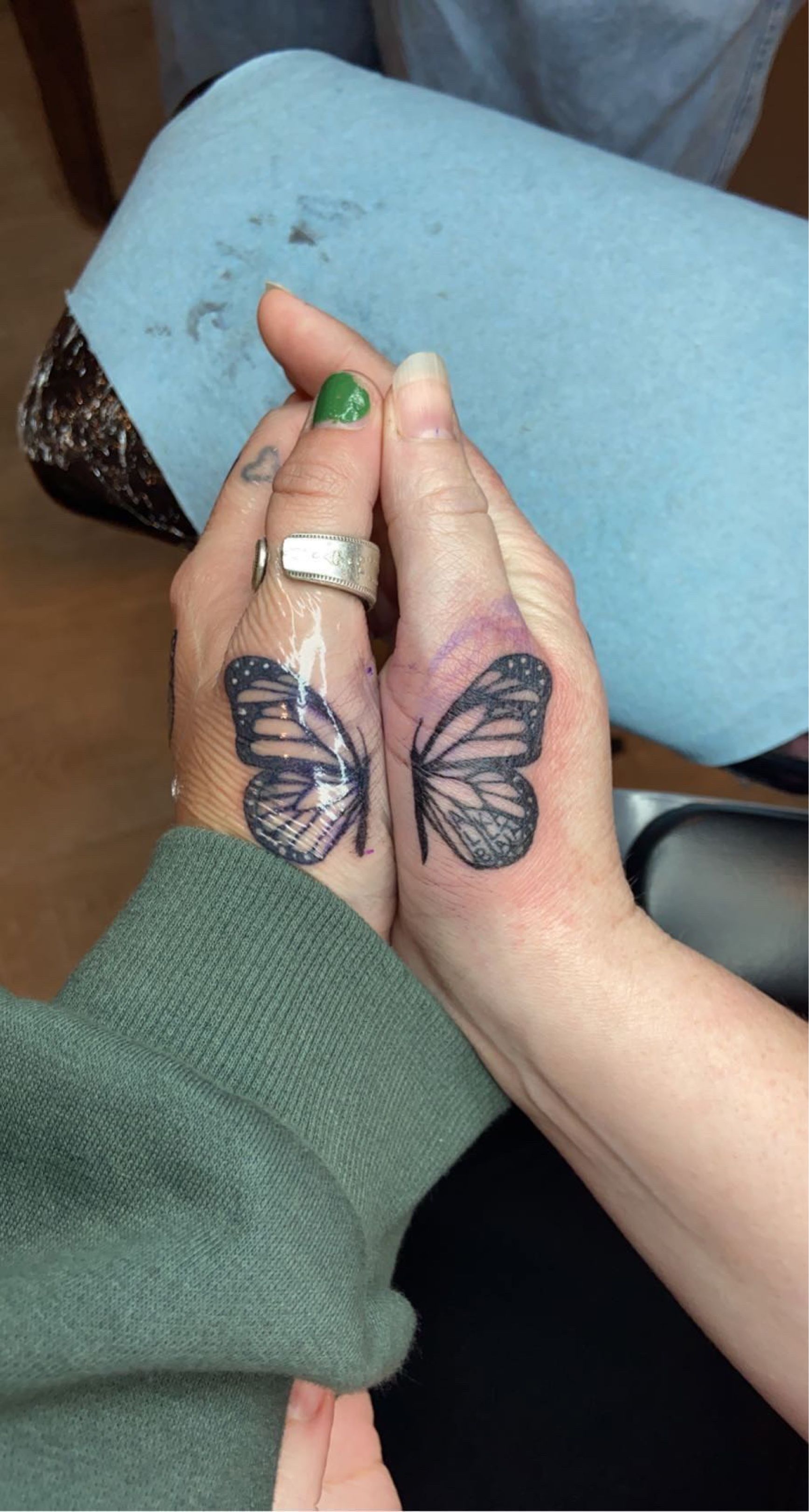 Sexy Matching butterfly tattoo on hand