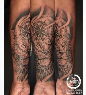 Lion with compass tattoo done @inkblottattoozContact :9620339442Visit:www.inkblottattoos.com#liontattoos #tattoo #tattooideas #tattoos #tattoodesign #tattooartist #tattooart #tattoogirl #tattoolife #compasstattoo #liontattoo #realisticliontattoo #tattooartist #tattooshop #tattoolove #tattooflash #tattooinspiration #tattooidea #tattoosleeve #tattoolovers #tattoomagazine — Inkblot tattoo & art studio