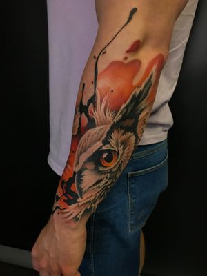 Owl by Roofi tattoo.