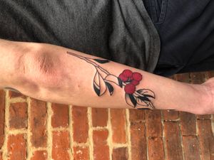 Blackwork plant with red berries