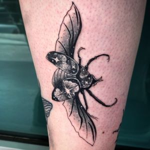 Night sky Beetle by Jessica Burridge @j.breeziee at Three Fates Tattoo in Denver 