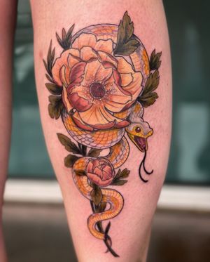 Albino Ball Python, Yellow snake 💛 by Jessica Burridge @j.breeziee at Three Fates Tattoo in Denver 