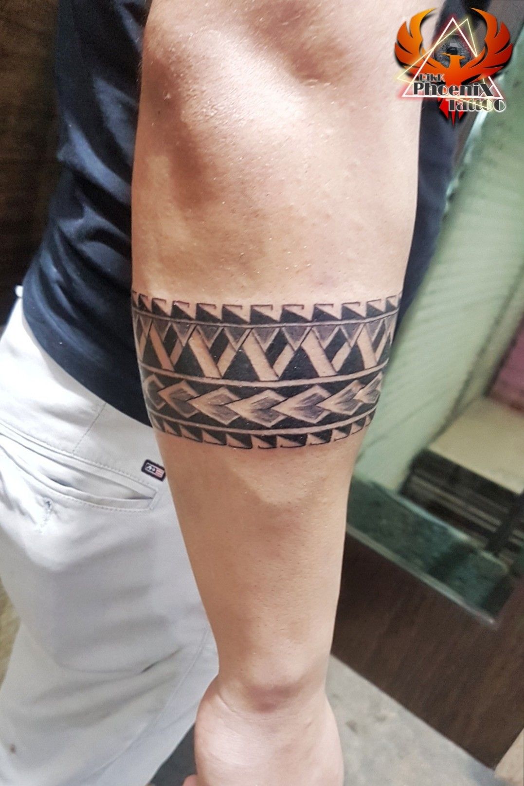 Tattoo uploaded by Rikk Phoenix Tattoo • #maoriband #maori  #polynesiantattoo #forearmtattoo #band #tattoo #polynesianband #bandtattoo # armband #armbandtattoo #lining #triangle #shading #tattooforgirls  #tattoolife #tattooformen #tattooforboys #design ...