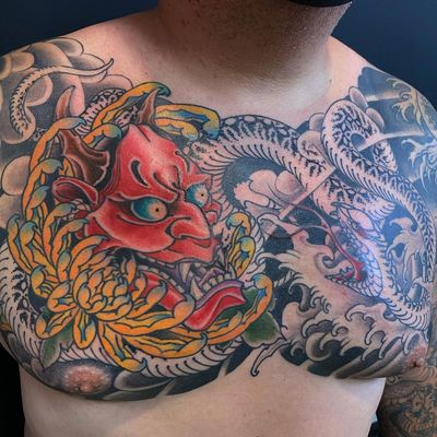 Hanya Chest #japanese #japanesetattoo #colortattoo #irezumi #hanyatattoo #chesttattoo