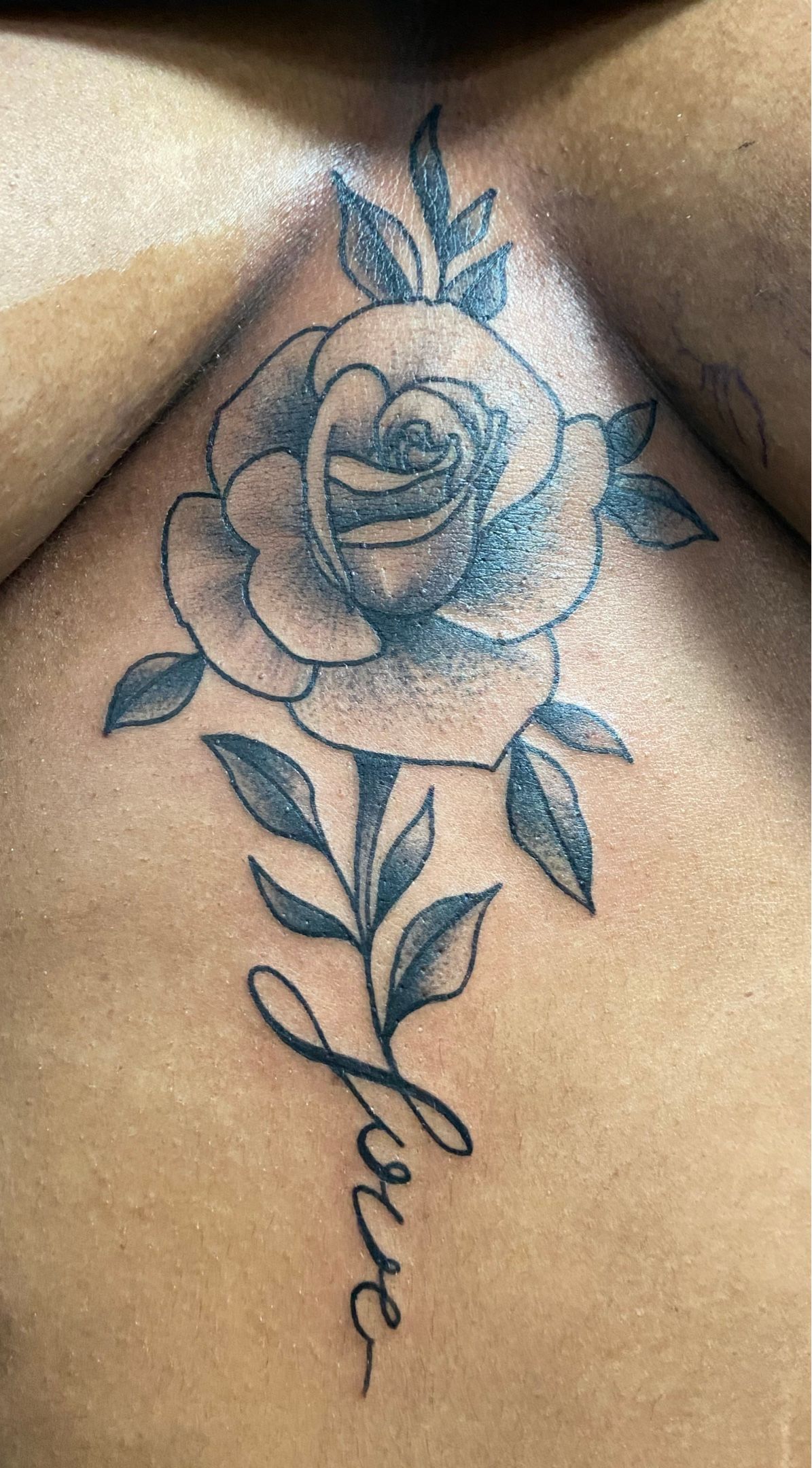 joshuarivas:sternum-rose-sternum-tattoo-rose-tattoo-black-and-grey