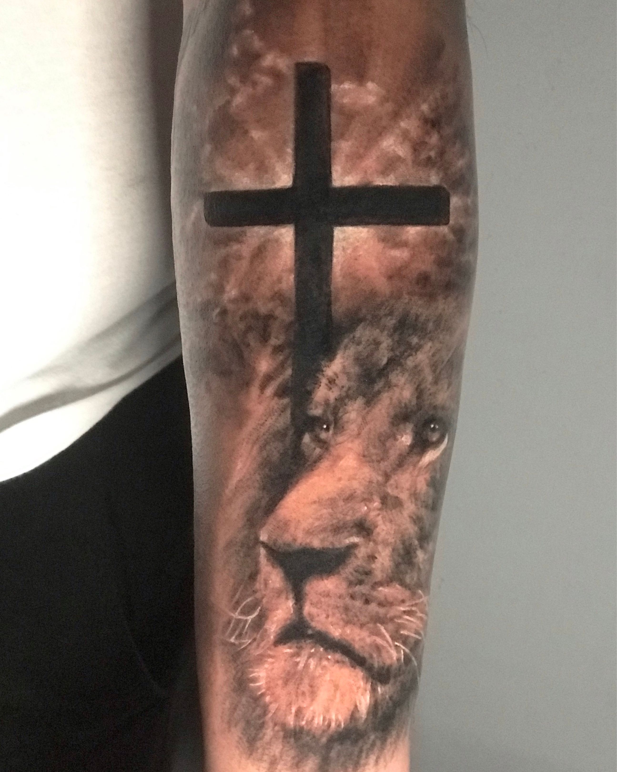 Capones Ink  CrossLion tattoo by Devin caponesink dmv baltimoretattoo  lion tattoo cross ink religion art kingofthejungle artist  Facebook
