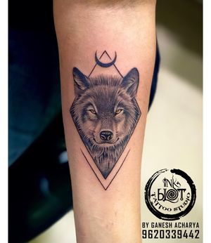 wolf tattoo by inkblot tattoos contact :9620339442