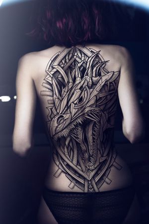 Dragon neo Nordic tattoo flash by viking tattooist nicolasyede from France 