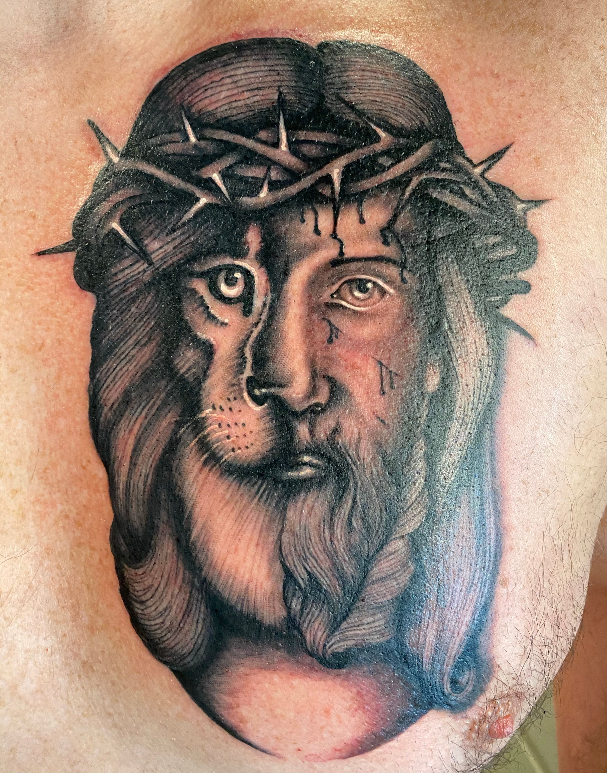 jesus head - Religious and Spiritual Tattoos - Last Sparrow Tattoo