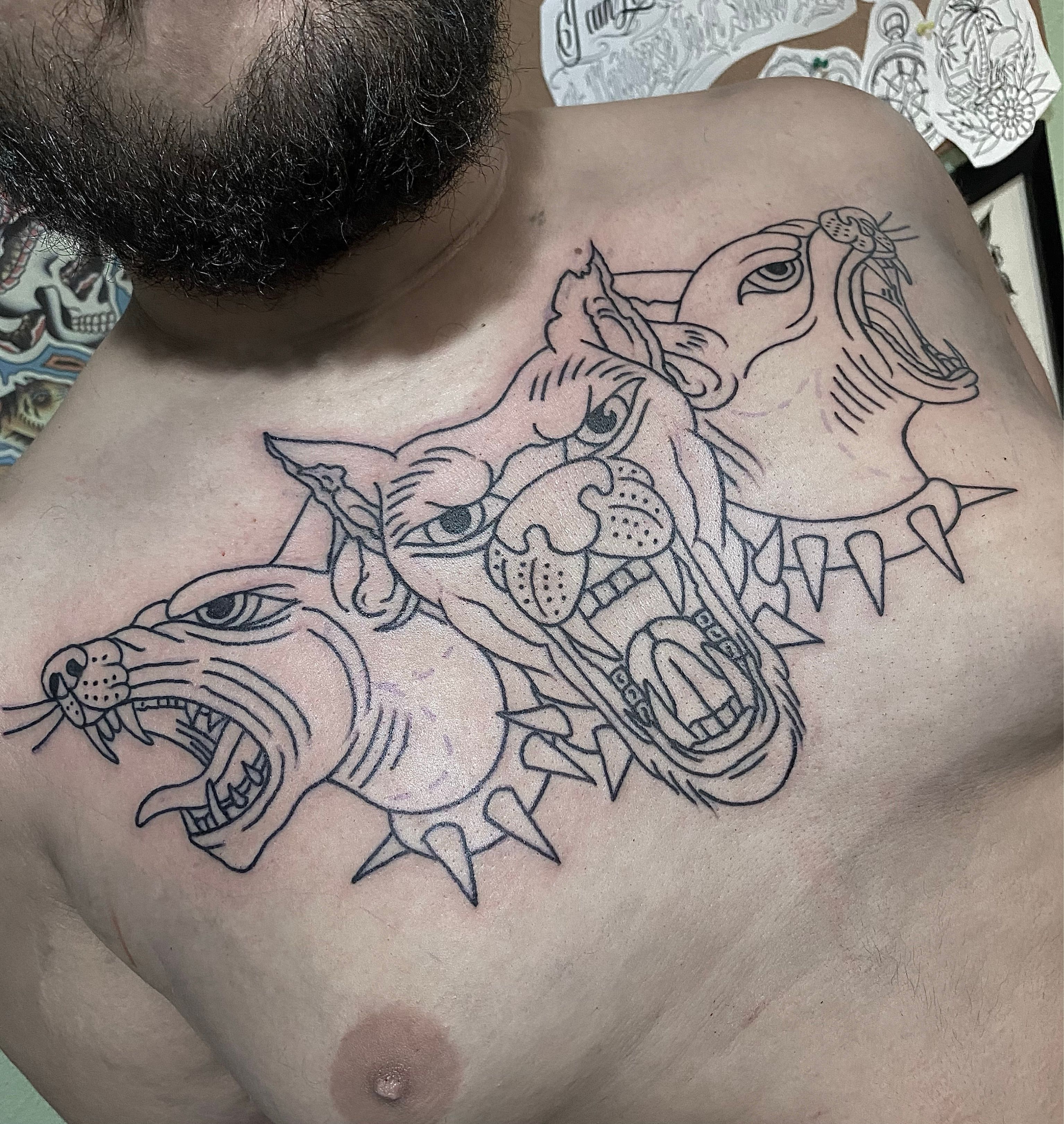 Celtic Cerberus done by Danny argote in Louisville Colorado shop name is  inksmithjust got it done on the 22nd  rtattoos