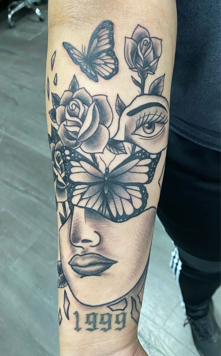 Tattoo uploaded by Alex Byrne • Broken face with flowers • Tattoodo