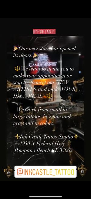 Ink Castle Tattoo Studio1950 N Federal HwyPompano Beach FL 33062