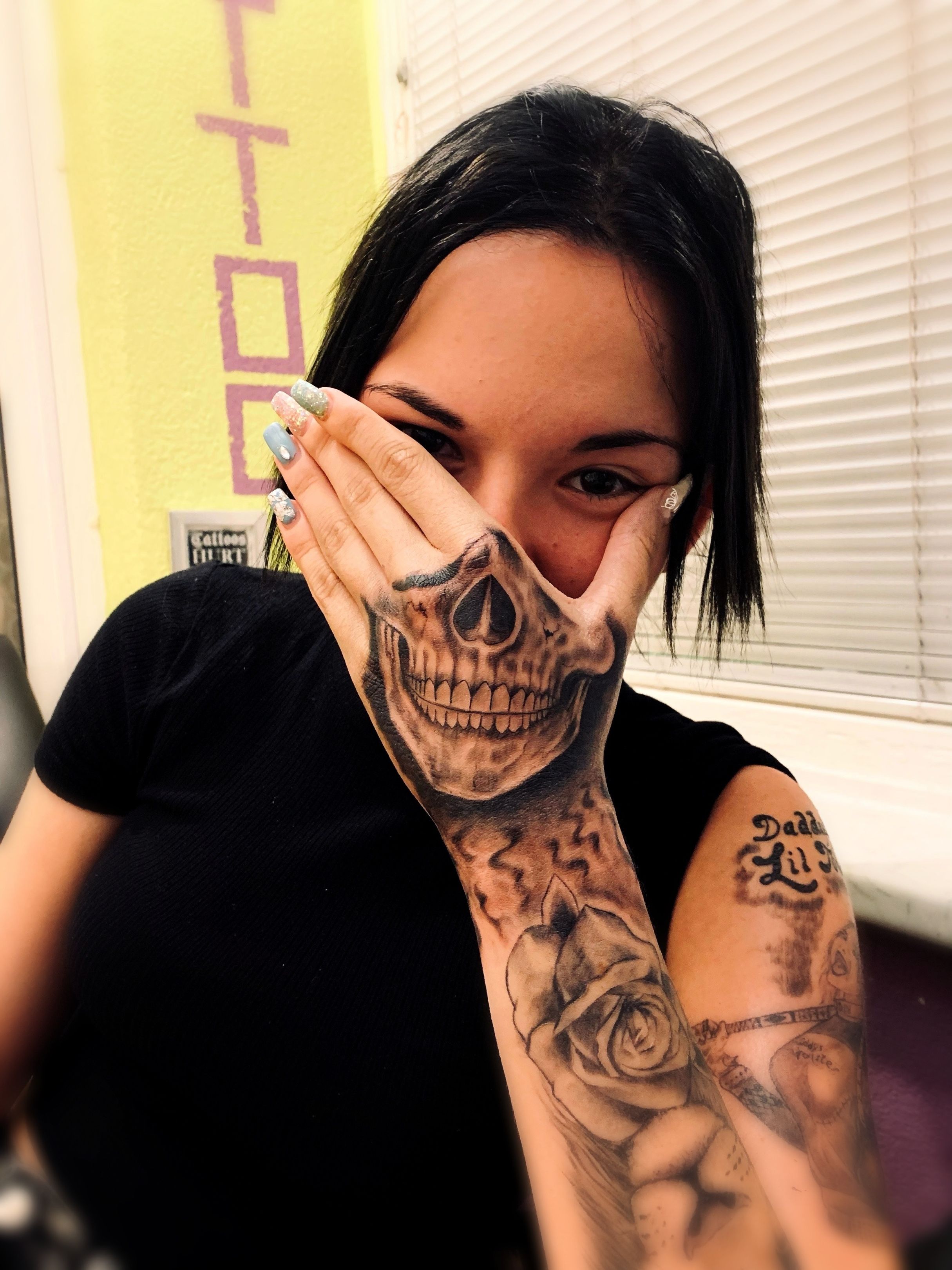 skeleton hand tattoos for girls