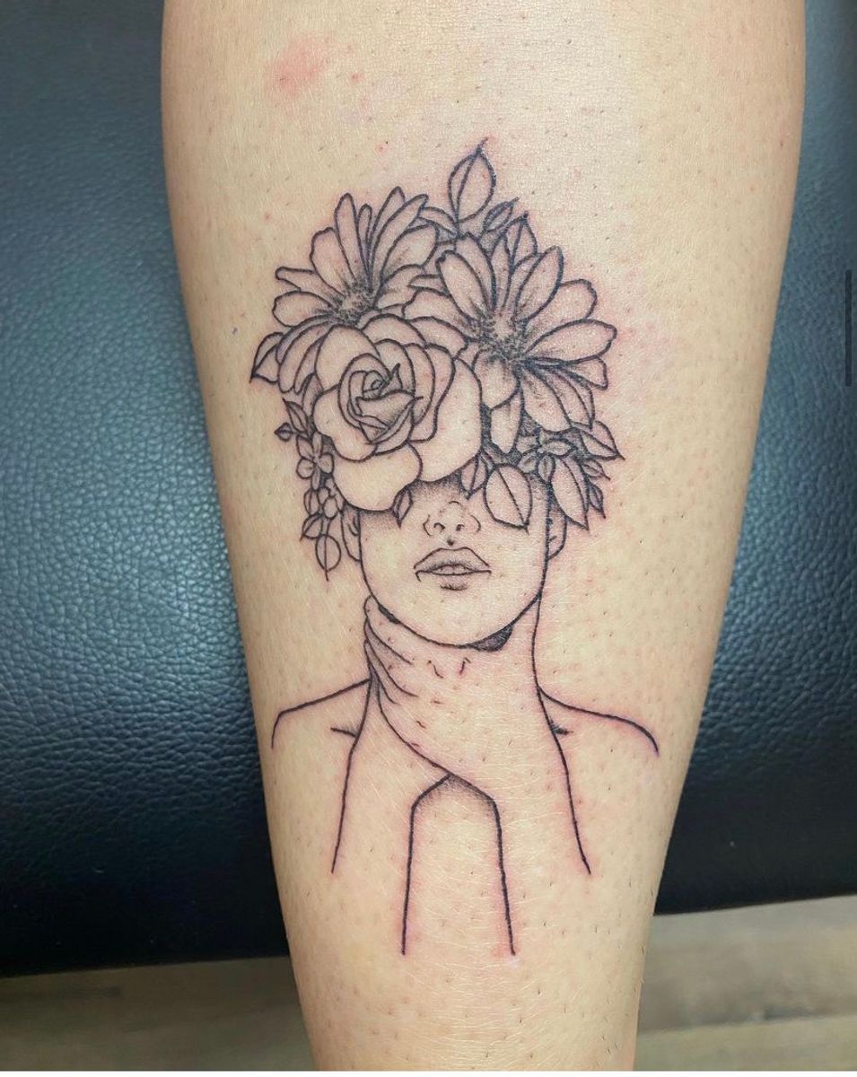 Tattoo uploaded by crystalline tattoo • Flower head girl 🖤🖤 • Tattoodo