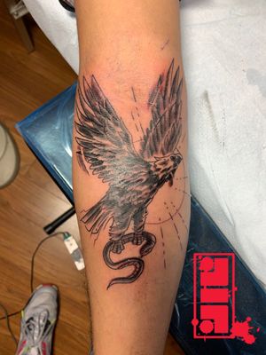 Abstract bald eagle done on client…#eagletattoo #abstract #byjncustoms
