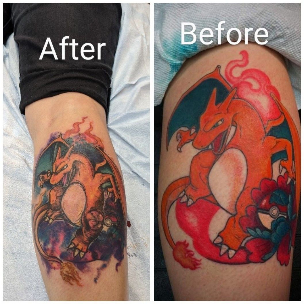 charmander tattoo  Pokemon tattoo Evolution tattoo Pikachu tattoo