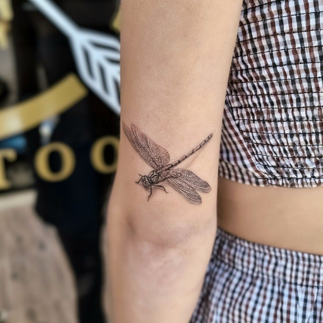 dragonfly tattoo arm by doristattoo on DeviantArt