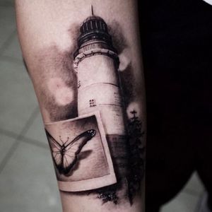 lighthouse + butterfly polaroid