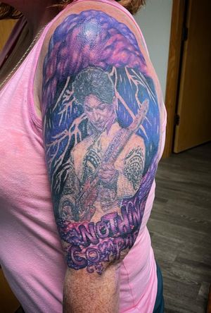 Prince tattoo. (Prince is healed, the rest is fresh) 