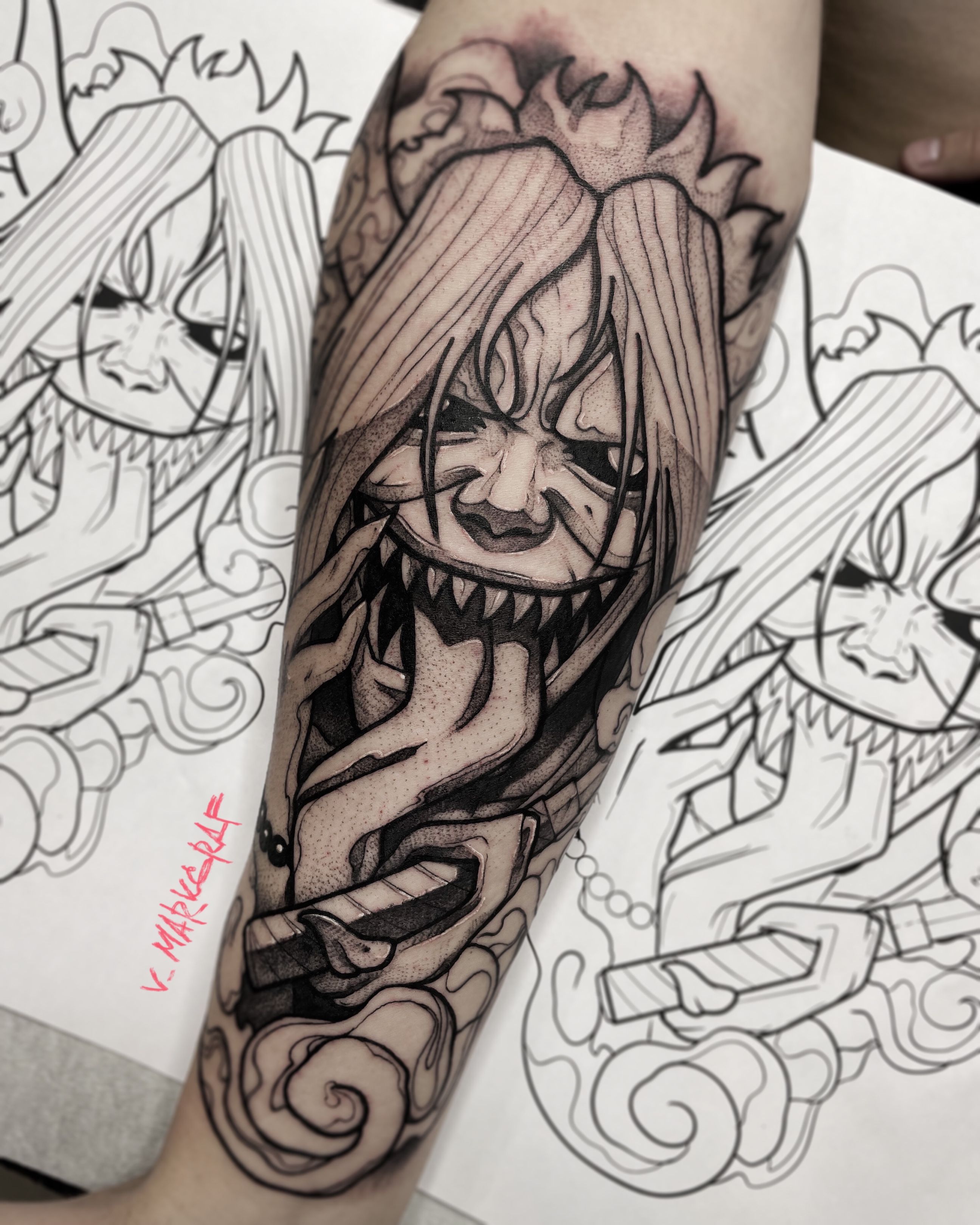 Today I did a tattoo of Minato and his Reaper Death Seal Jutsu Thought you  guys might enjoy  rNaruto