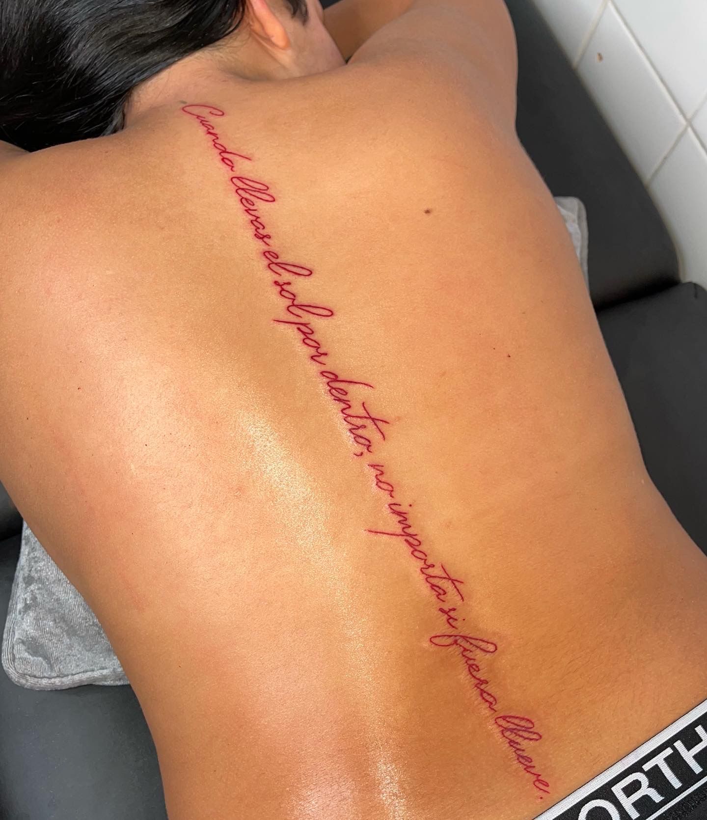 she is the sunlight  Honestly will never get sick of spine pieces       utahtattooartist spinetattoo scripttattoo  Instagram