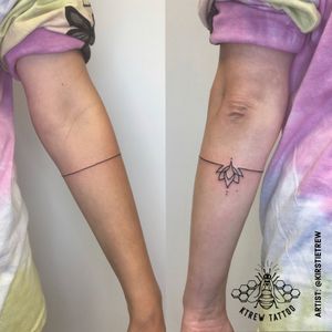 Lotus Armlet Linework Tattoo by Kirstie @ KTREW Tattoo -Birmingham, UK #armlettattoo #lotusflower #linework #tattoos #lotus #arm #forearm