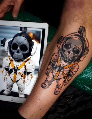 Comic Skeleton Astronaut Tattoo by Elena Wolf