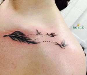 Feather and birds tattoo