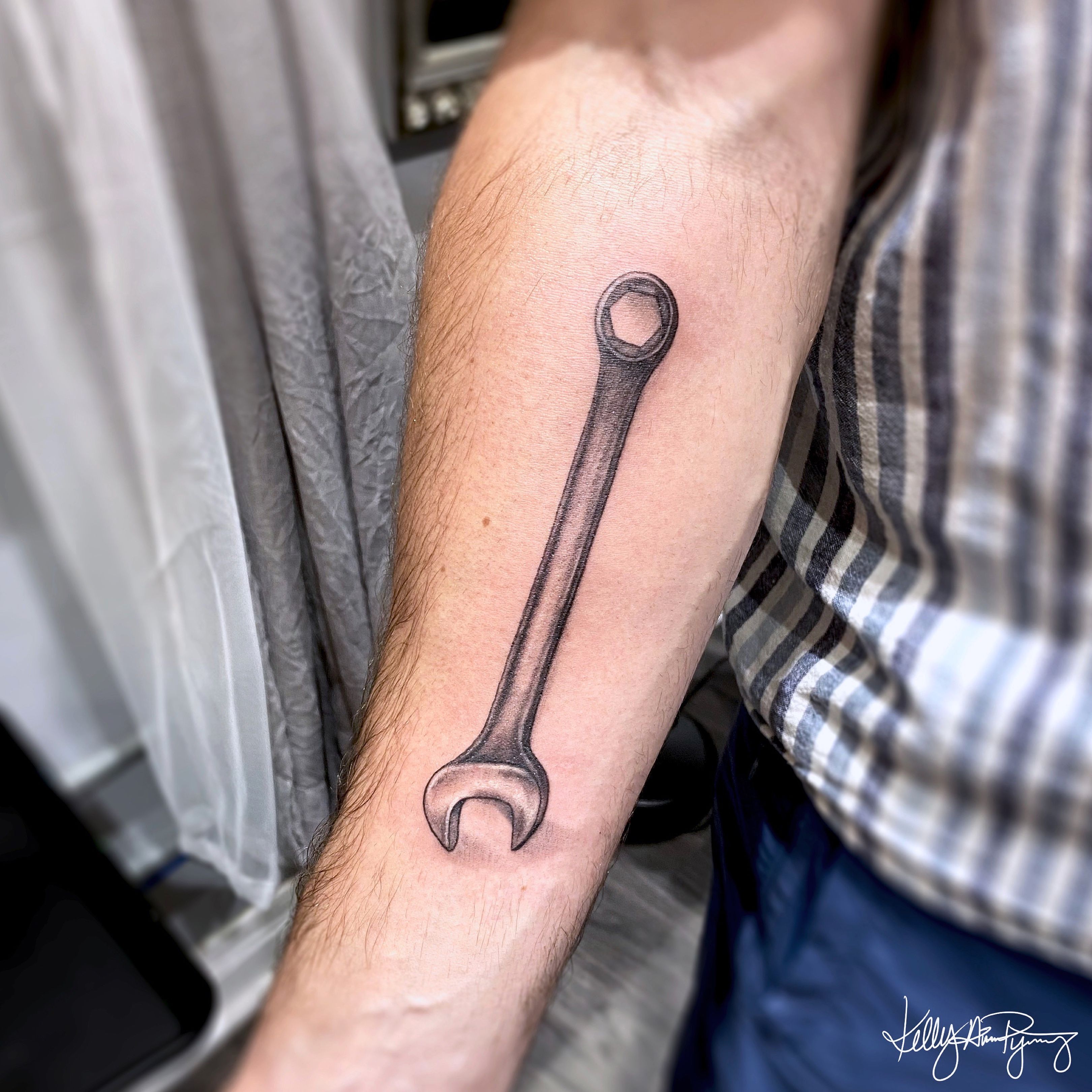 Piston wrenches and flames by Edward Lott TattooNOW