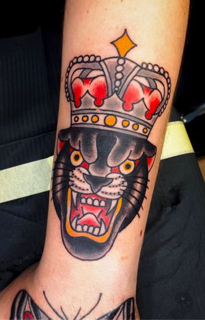 Panther with Crown Tattoo by Elena Wolf