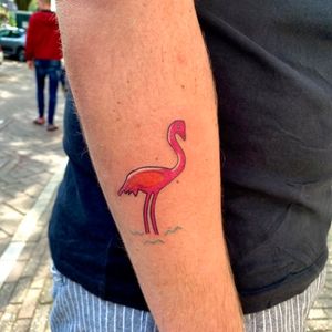 Pink Flamingo #colourtattoo #flamingotattoo #smalltattoo 