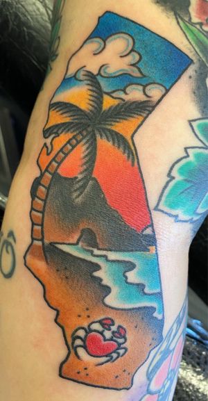 Bright and bold Cali piece inner forearm 