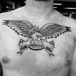 Chest eagle traditional black work dotwork