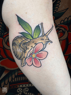 Snail & Flower Tattoo