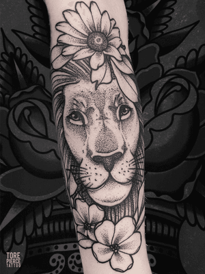 Floral Lion Tattoo