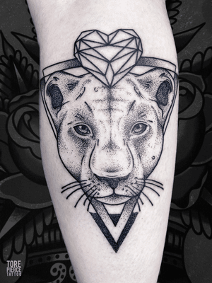 Geometric Lioness Tattoo