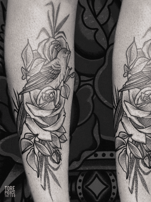 Bird and Rose Tattoo